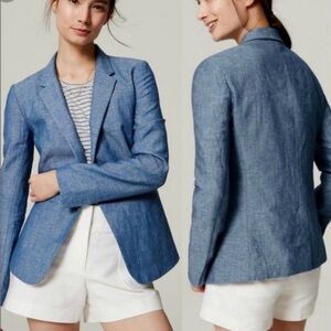 Loft chambray linen blazer size 6